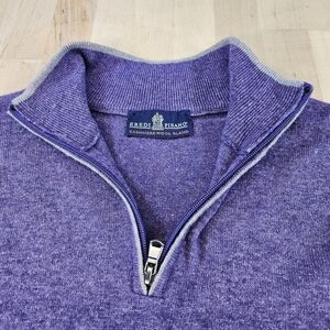 Eredi Pisano Men’s XXLARGE Cashmere Wool Blend 1/4 Zip UpPurple Pullover Sweater
